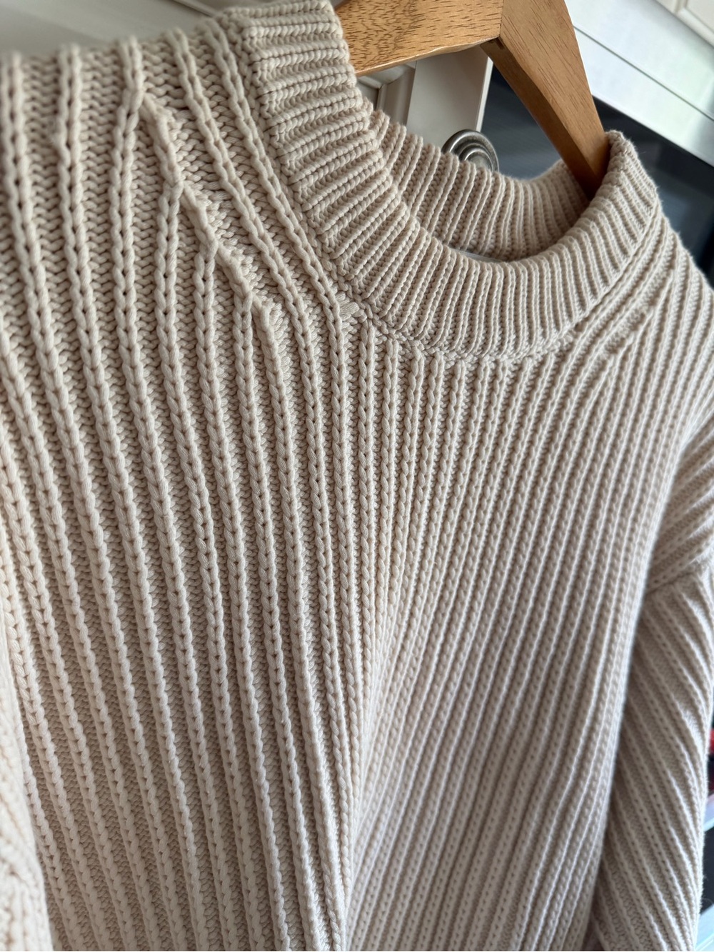 Acne Studios Cream Chunky Ribbed Cotton Knit Sweater Size S - Picture 3 of 9